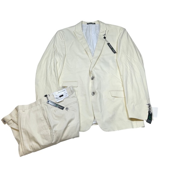 Paisley & Gray Slim Fit‎ Suit Mens 44R 2 Piece Pants 32x30 Cream Color NWT - Picture 1 of 16